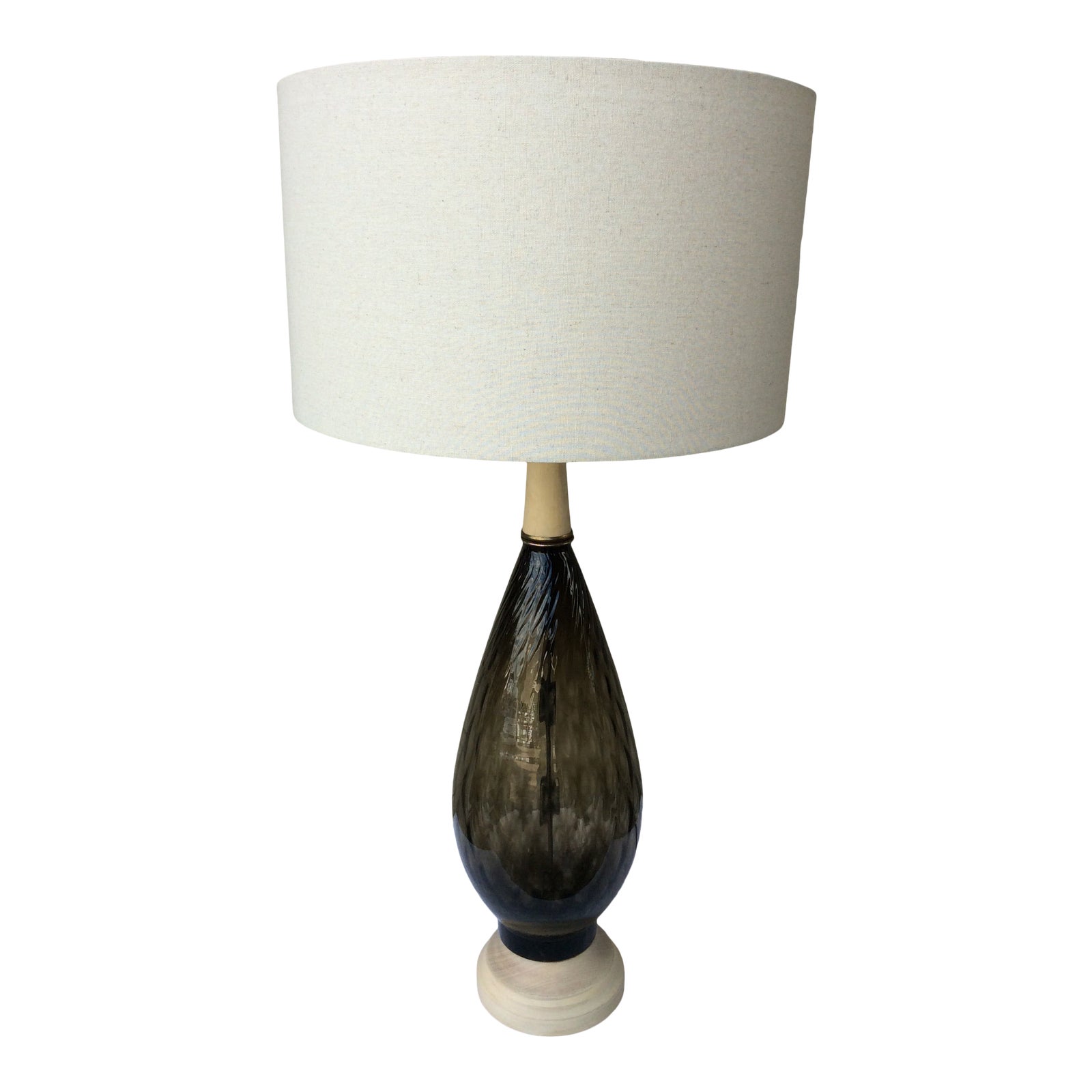 glass and wood table lamp