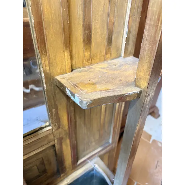 Early 1900s French Art Deco Gold Gilt Hall Mirror Jardinere - Image 13
