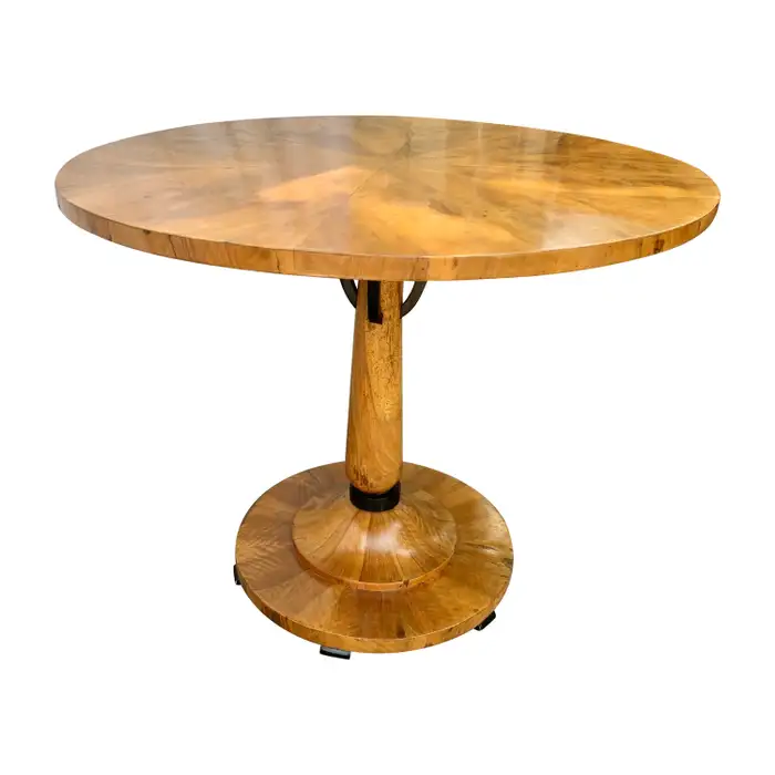 19th Century Biedermeir Walnut and Ebonized Pedestal Table