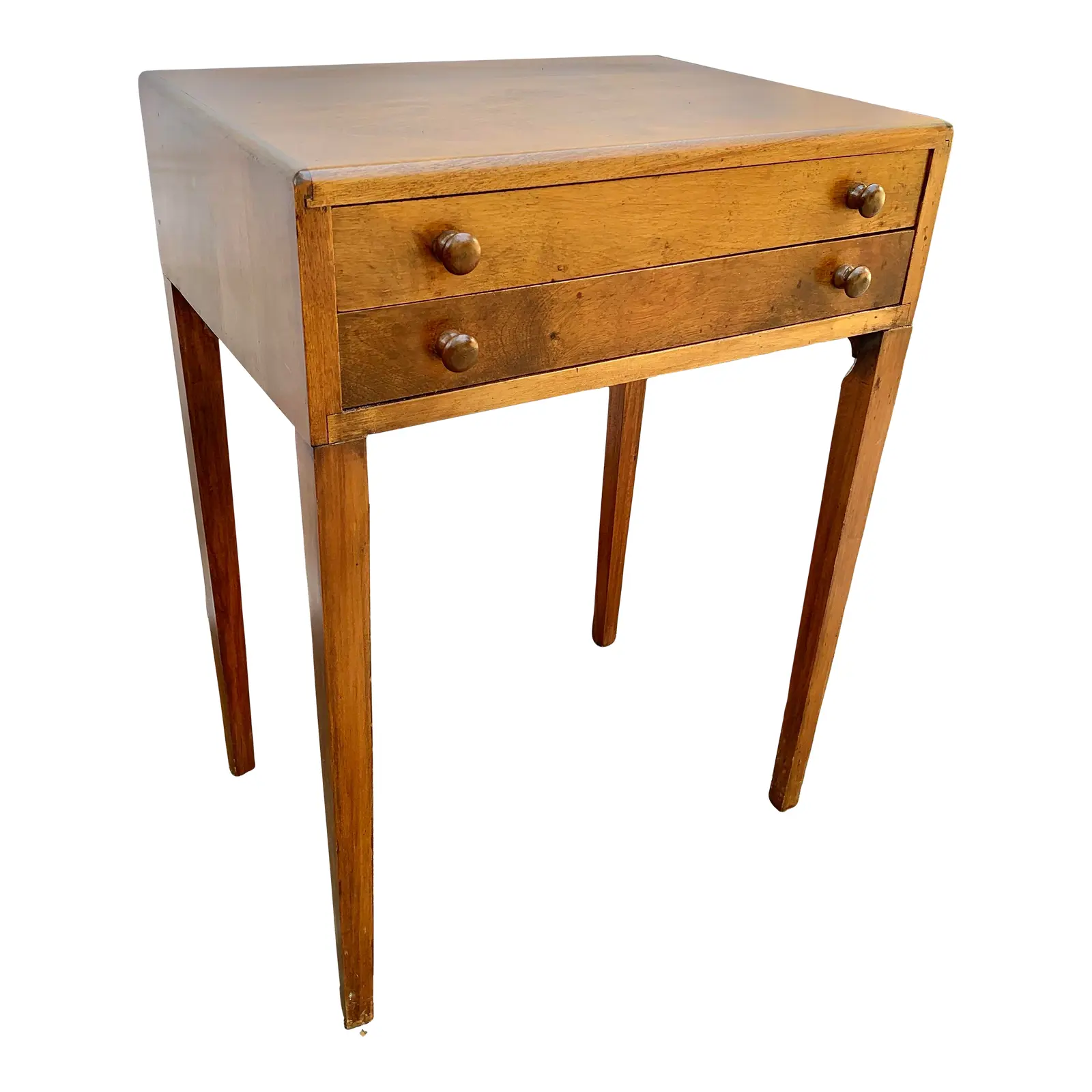 Mid 20th Century Pine Two Drawer Side Table
