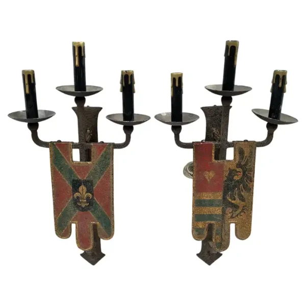 Late 19th Century English Iron Sconces - a Pair