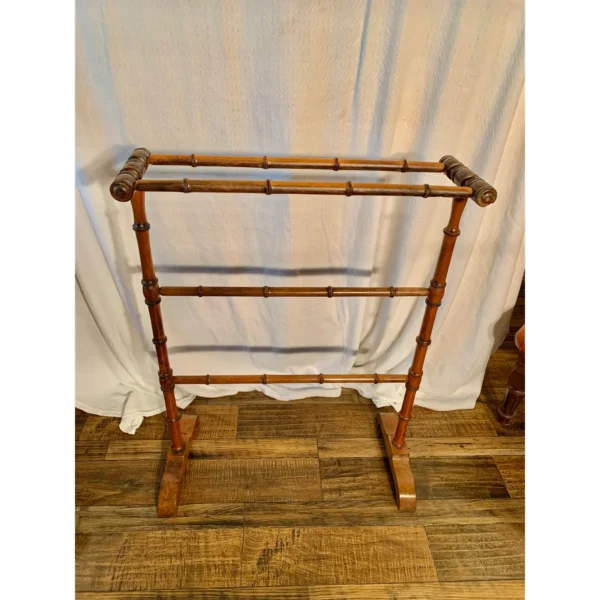 Early 20th Century French Faux Bamboo Towel Rack or Quilt Stand - Image 12