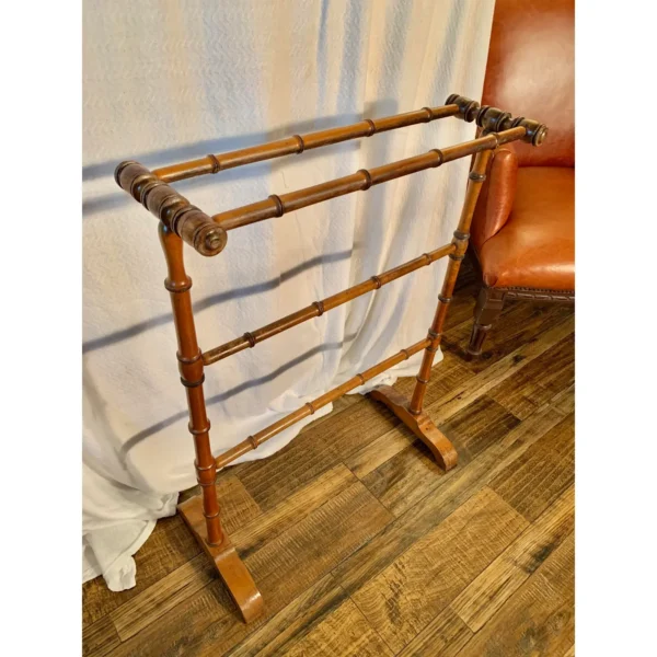 Early 20th Century French Faux Bamboo Towel Rack or Quilt Stand - Image 3