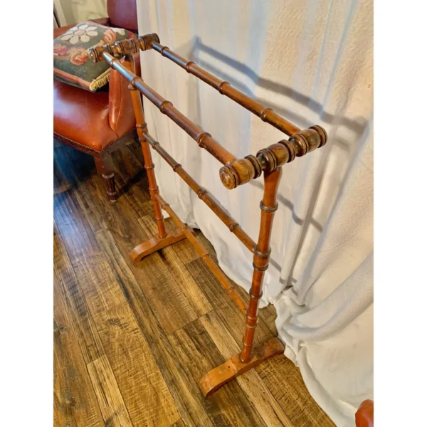 Early 20th Century French Faux Bamboo Towel Rack or Quilt Stand - Image 4