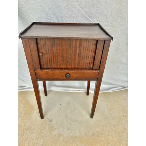 Early 20th Century French Walnut Tambour Door Side Table - Image 10