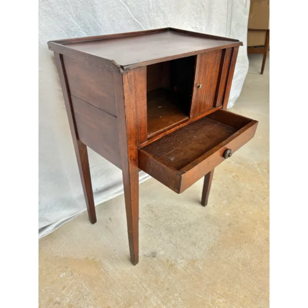 Early 20th Century French Walnut Tambour Door Side Table - Image 11