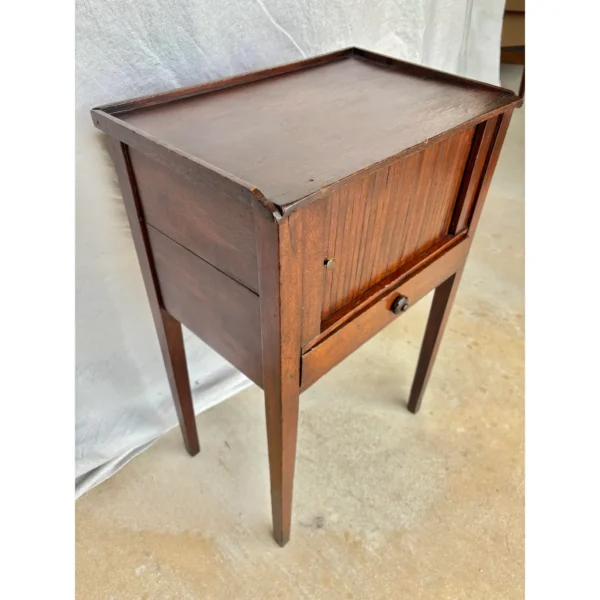 Early 20th Century French Walnut Tambour Door Side Table - Image 12