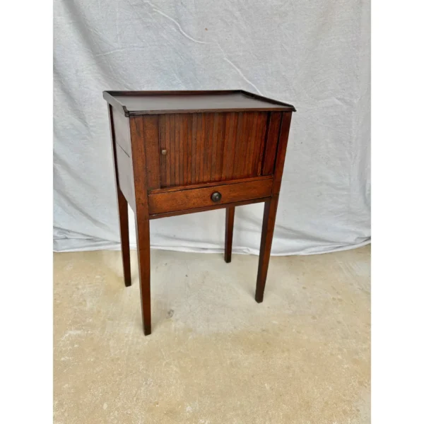 Early 20th Century French Walnut Tambour Door Side Table - Image 2