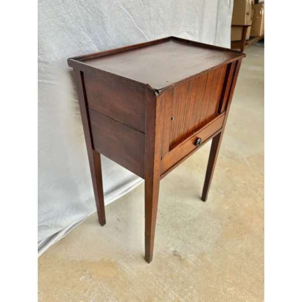 Early 20th Century French Walnut Tambour Door Side Table - Image 4