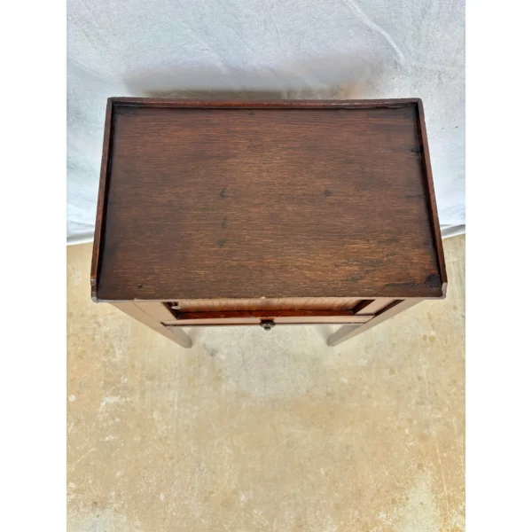 Early 20th Century French Walnut Tambour Door Side Table - Image 5