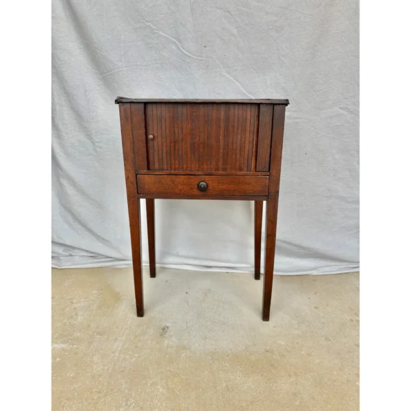 Early 20th Century French Walnut Tambour Door Side Table - Image 7