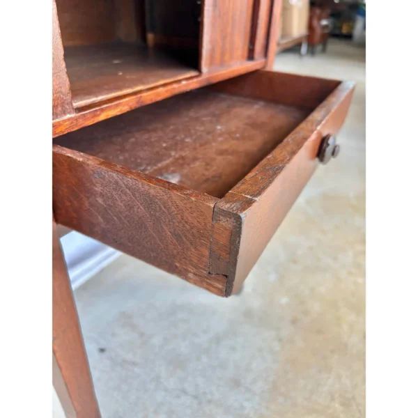 Early 20th Century French Walnut Tambour Door Side Table - Image 8