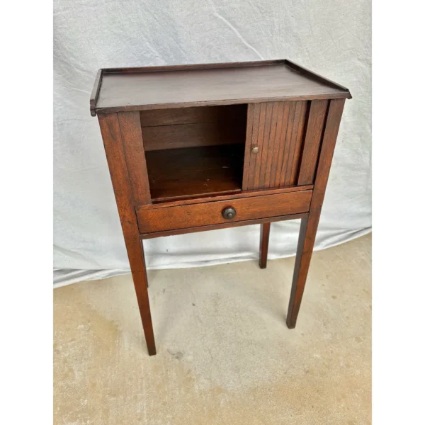 Early 20th Century French Walnut Tambour Door Side Table - Image 9