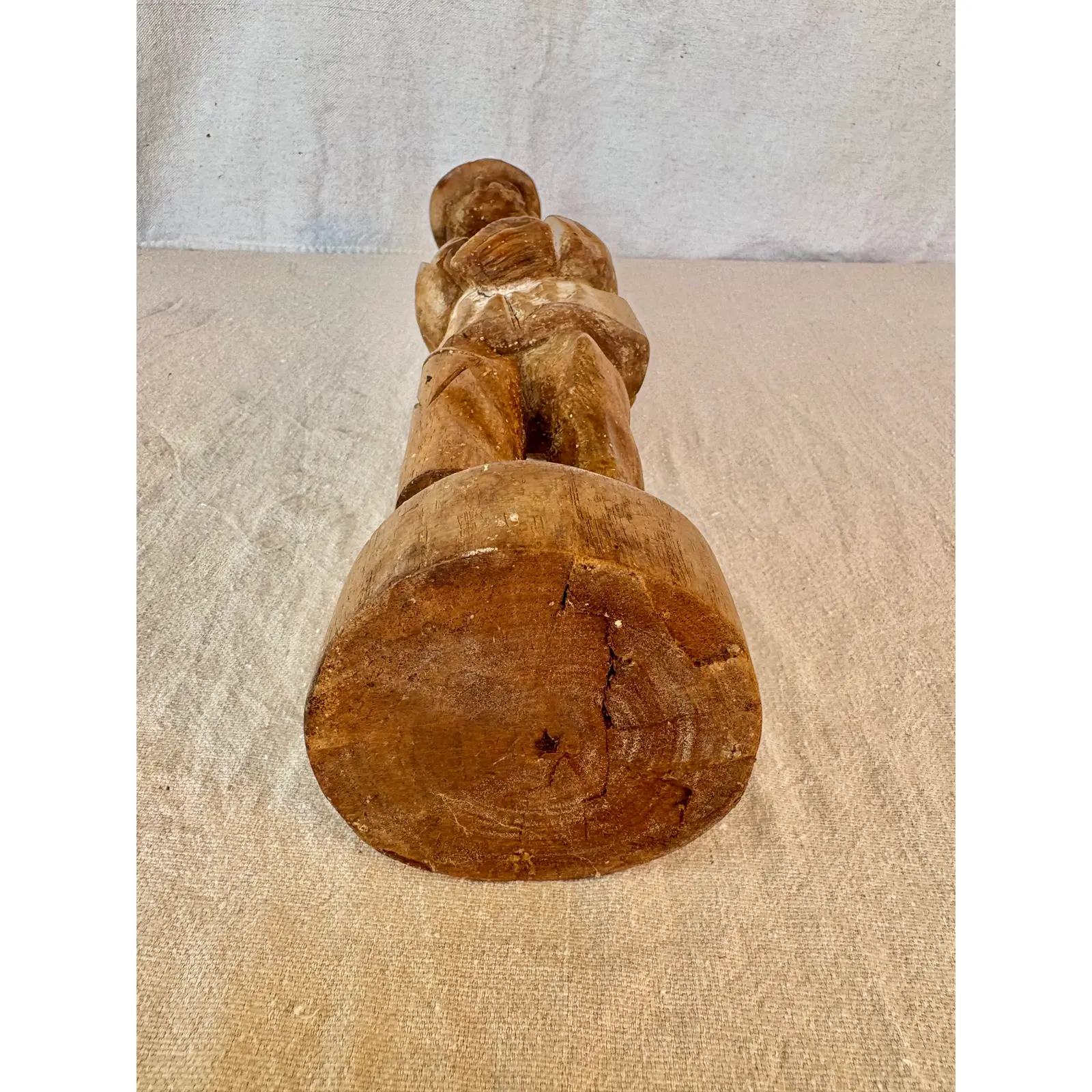 Early 20th Century Wood Hand Carved Fisherman Statue - Image 13
