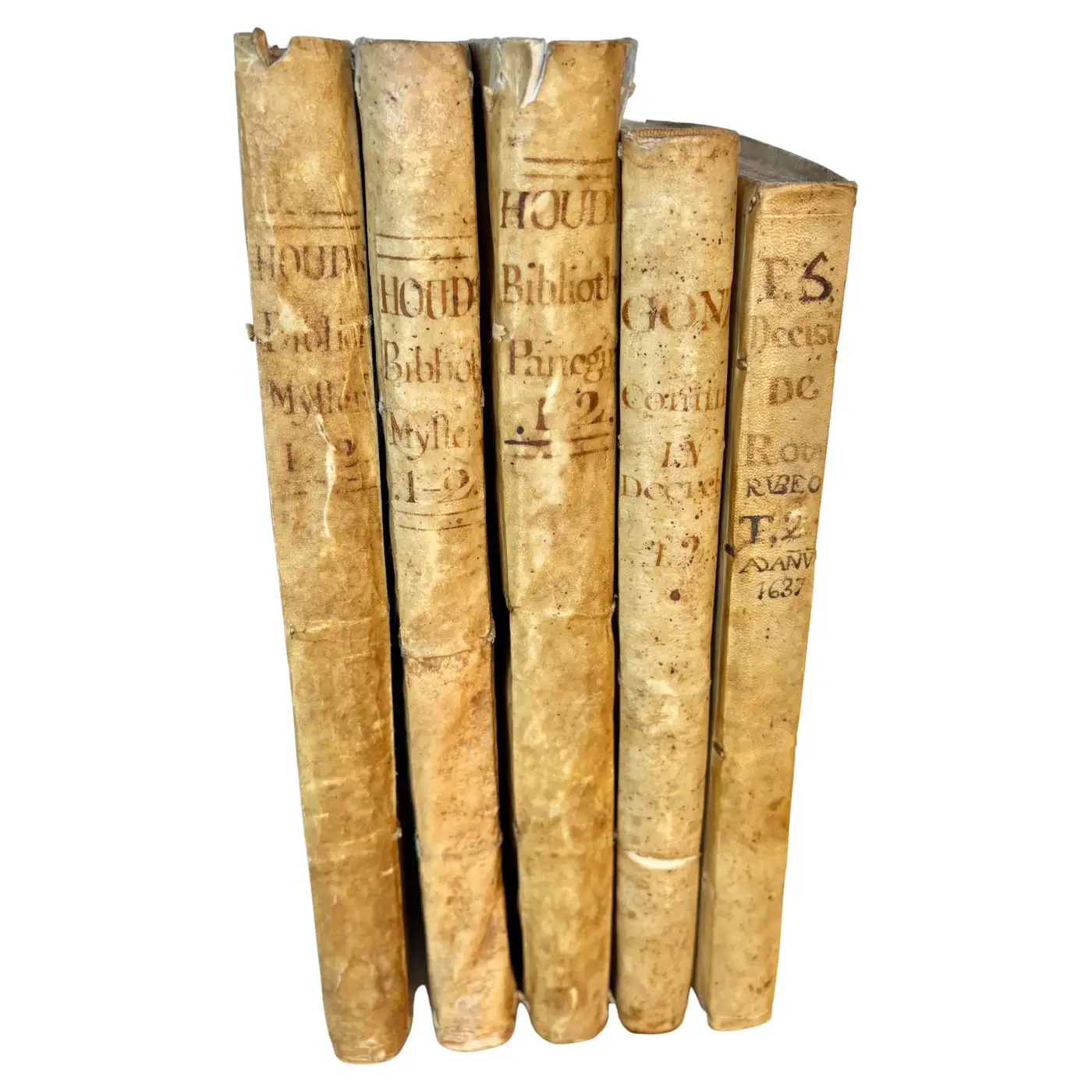 18th Century Spanish Vellum Books - Set of Five