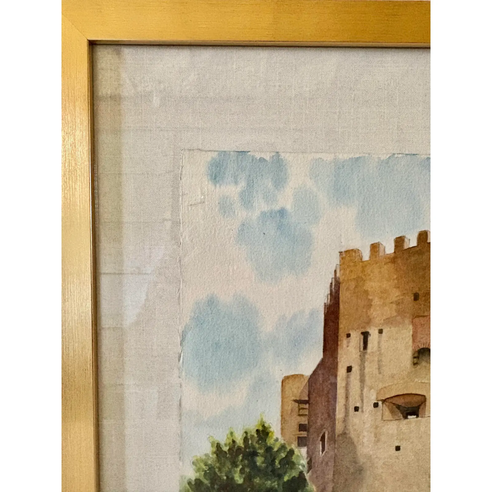 Mid 20th Century Framed French Watercolor Painting of Roquebrune a-M Le Chateau - Image 12