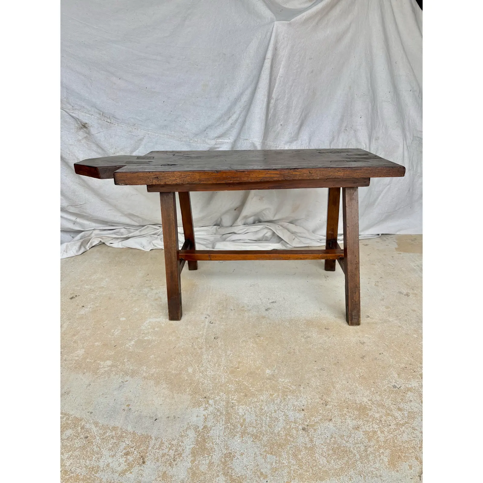 Early 20th Century French Walnut Bread Cutting Board Side Table - Image 2