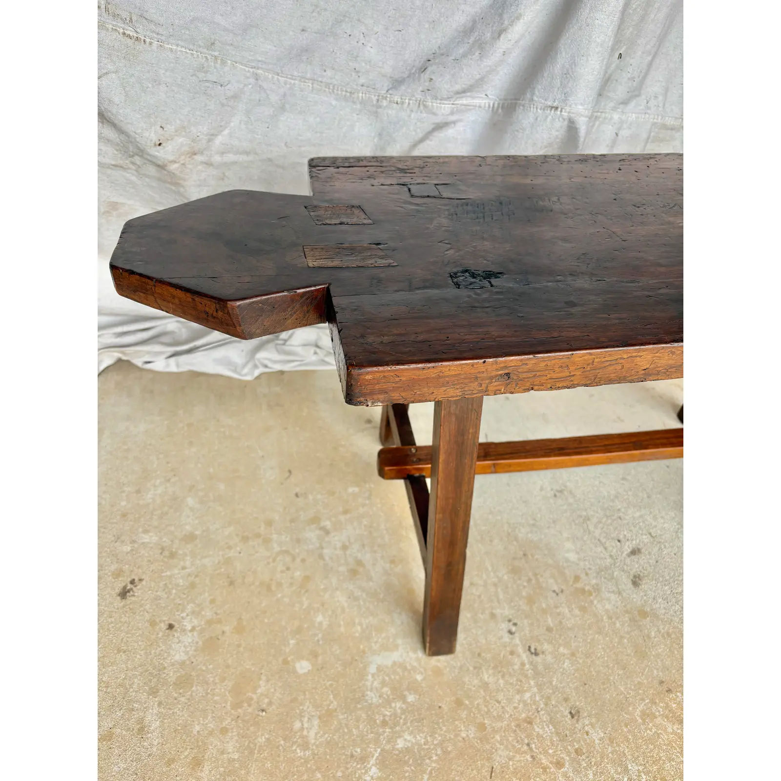 Early 20th Century French Walnut Bread Cutting Board Side Table - Image 3