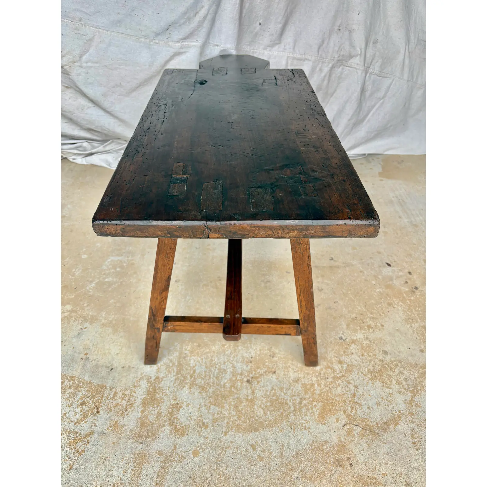 Early 20th Century French Walnut Bread Cutting Board Side Table - Image 9
