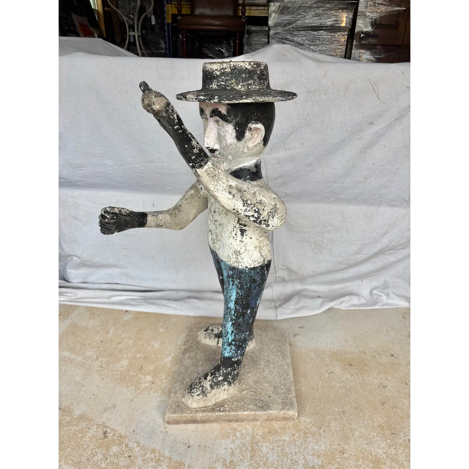 Early 20th Century French Concrete Man Garden Statue - Image 10