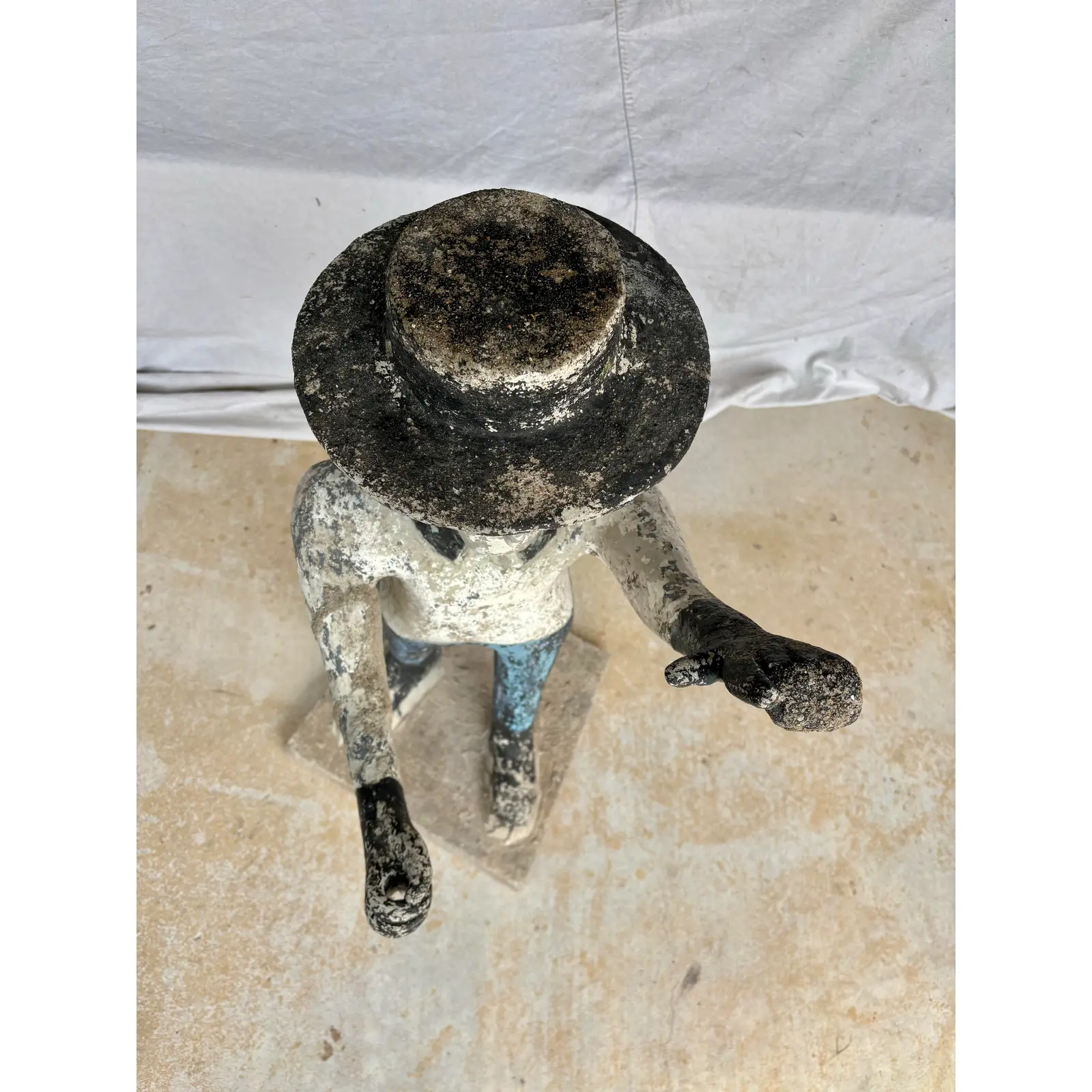 Early 20th Century French Concrete Man Garden Statue - Image 12