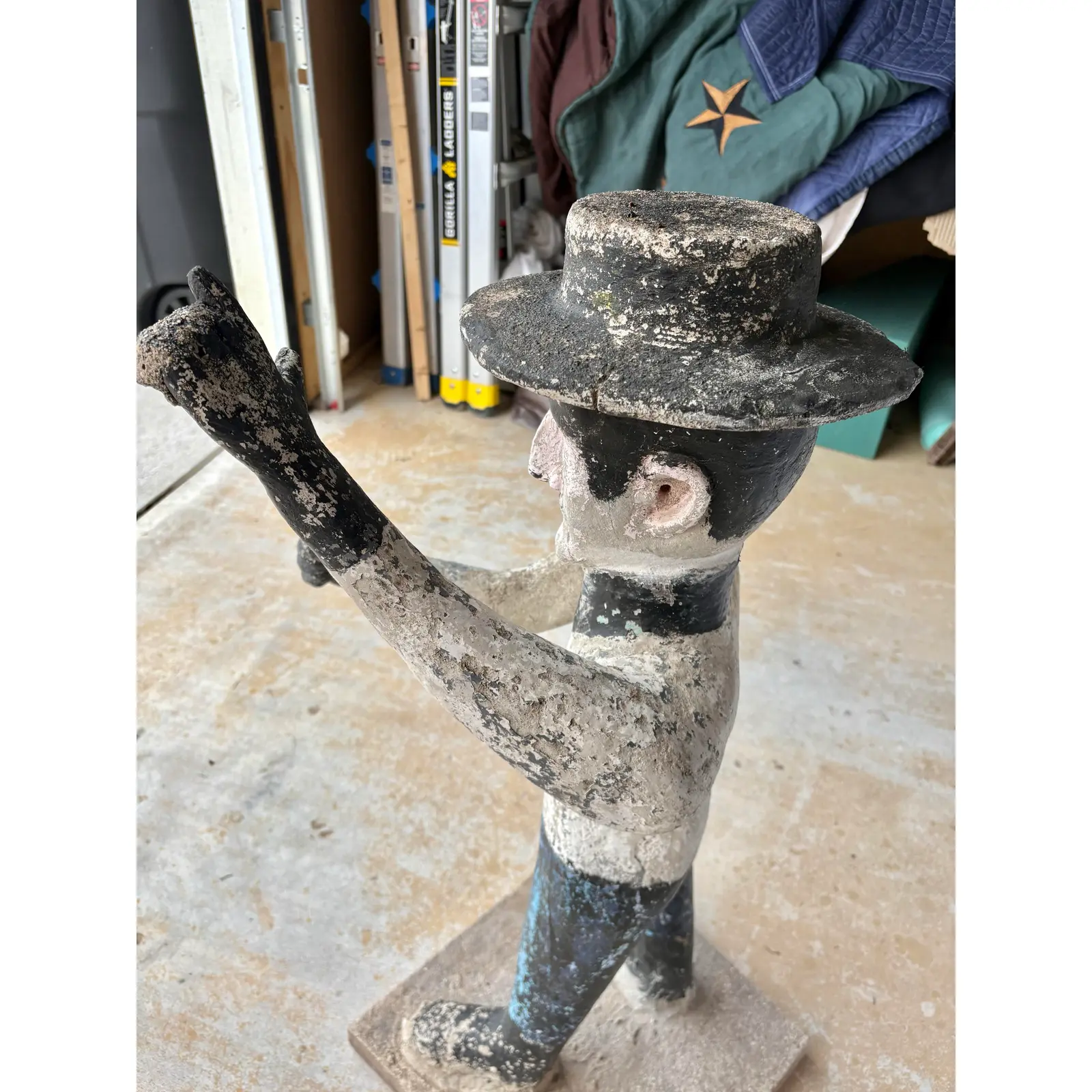 Early 20th Century French Concrete Man Garden Statue - Image 13
