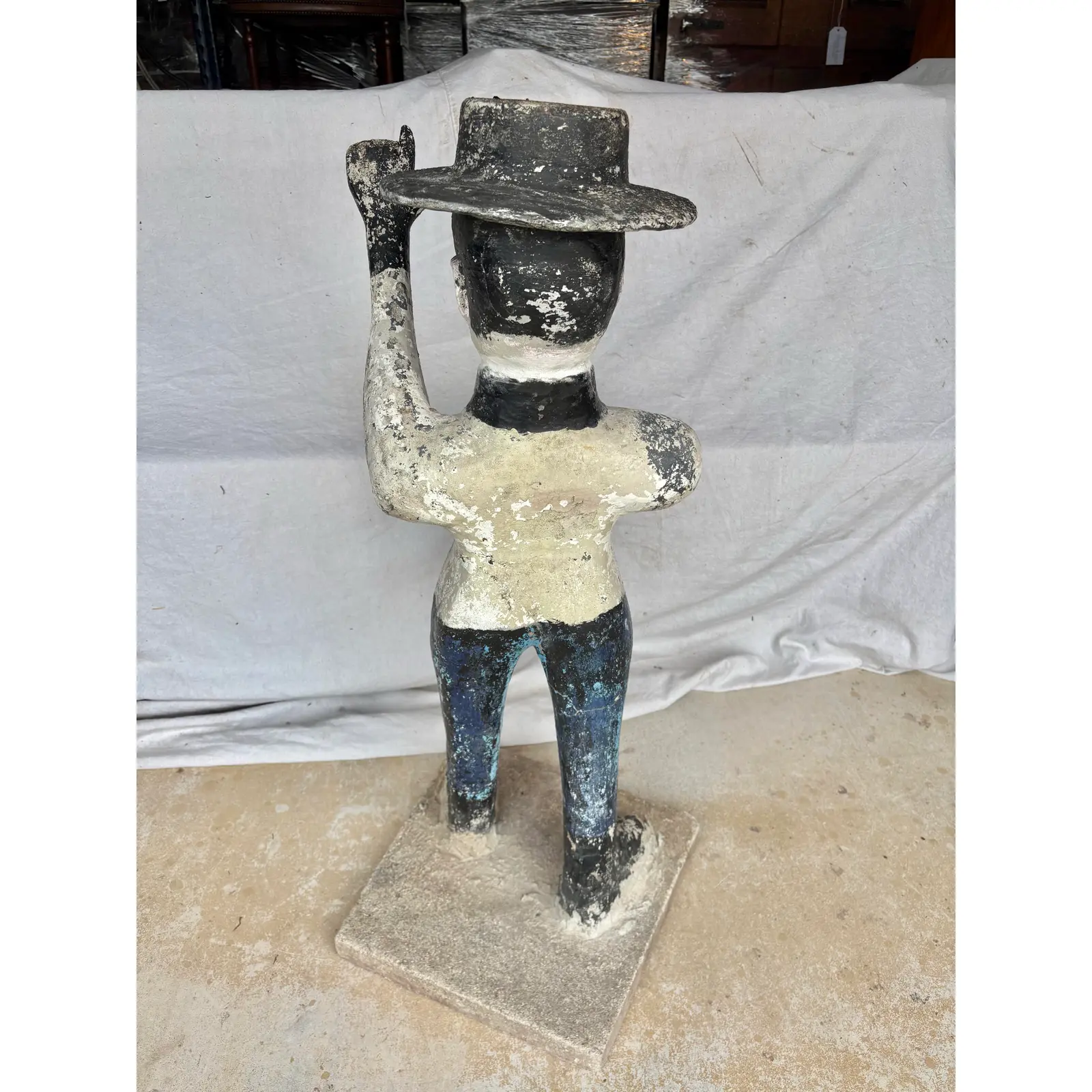 Early 20th Century French Concrete Man Garden Statue - Image 14