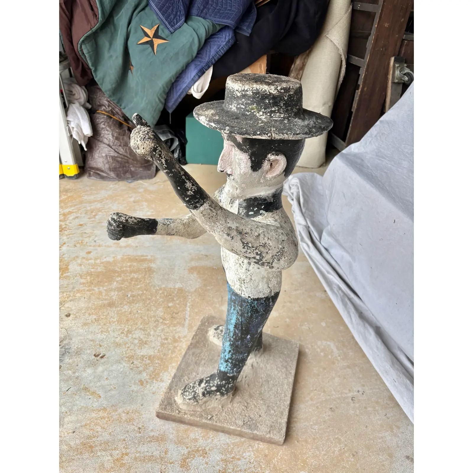 Early 20th Century French Concrete Man Garden Statue - Image 6