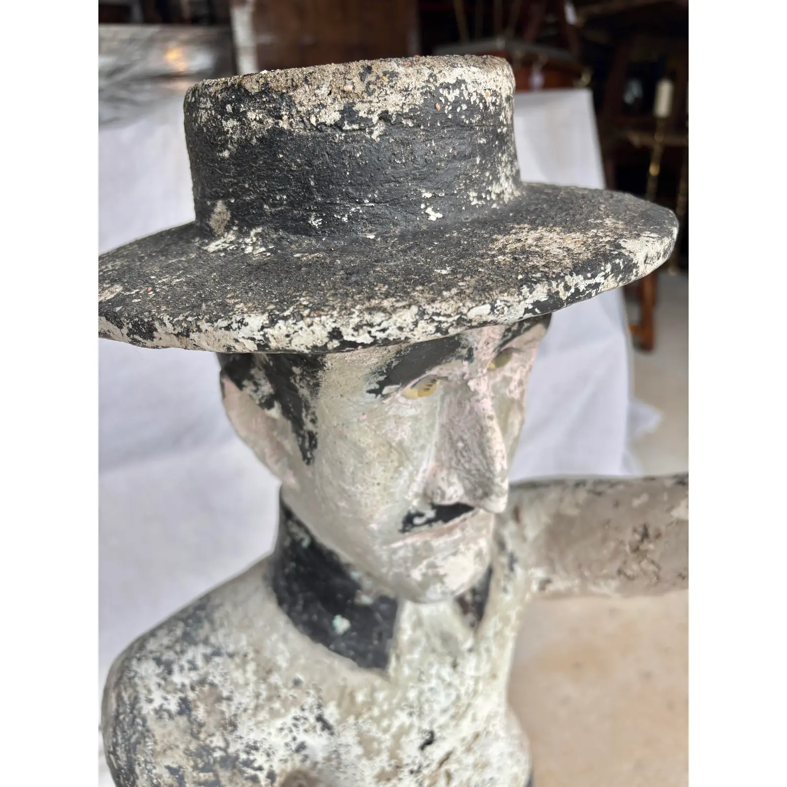 Early 20th Century French Concrete Man Garden Statue - Image 9