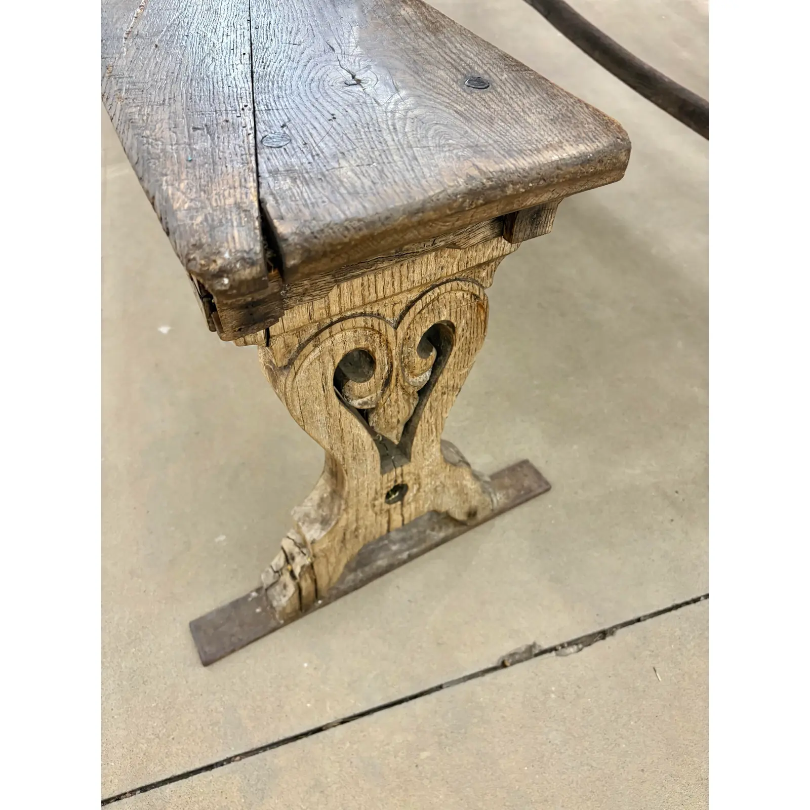 18th Century French Walnut Crescent Table and Two Benches - Image 8