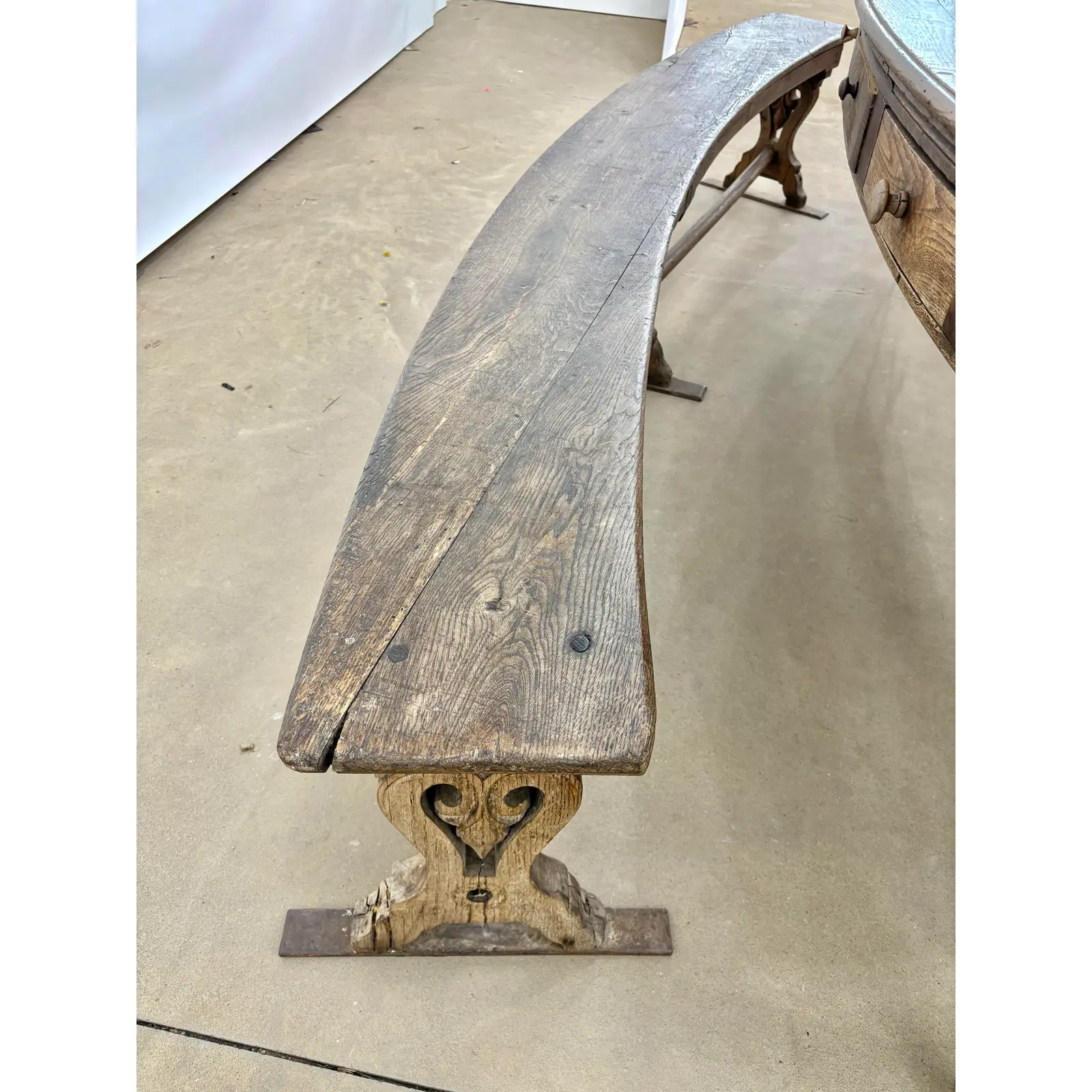 18th Century French Walnut Crescent Table and Two Benches - Image 9