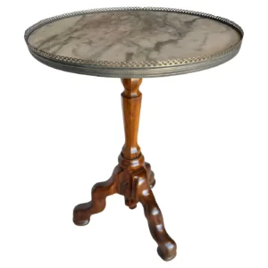Early 20th Century French Louis XIII Style Walnut and Marble Tripod Side Table