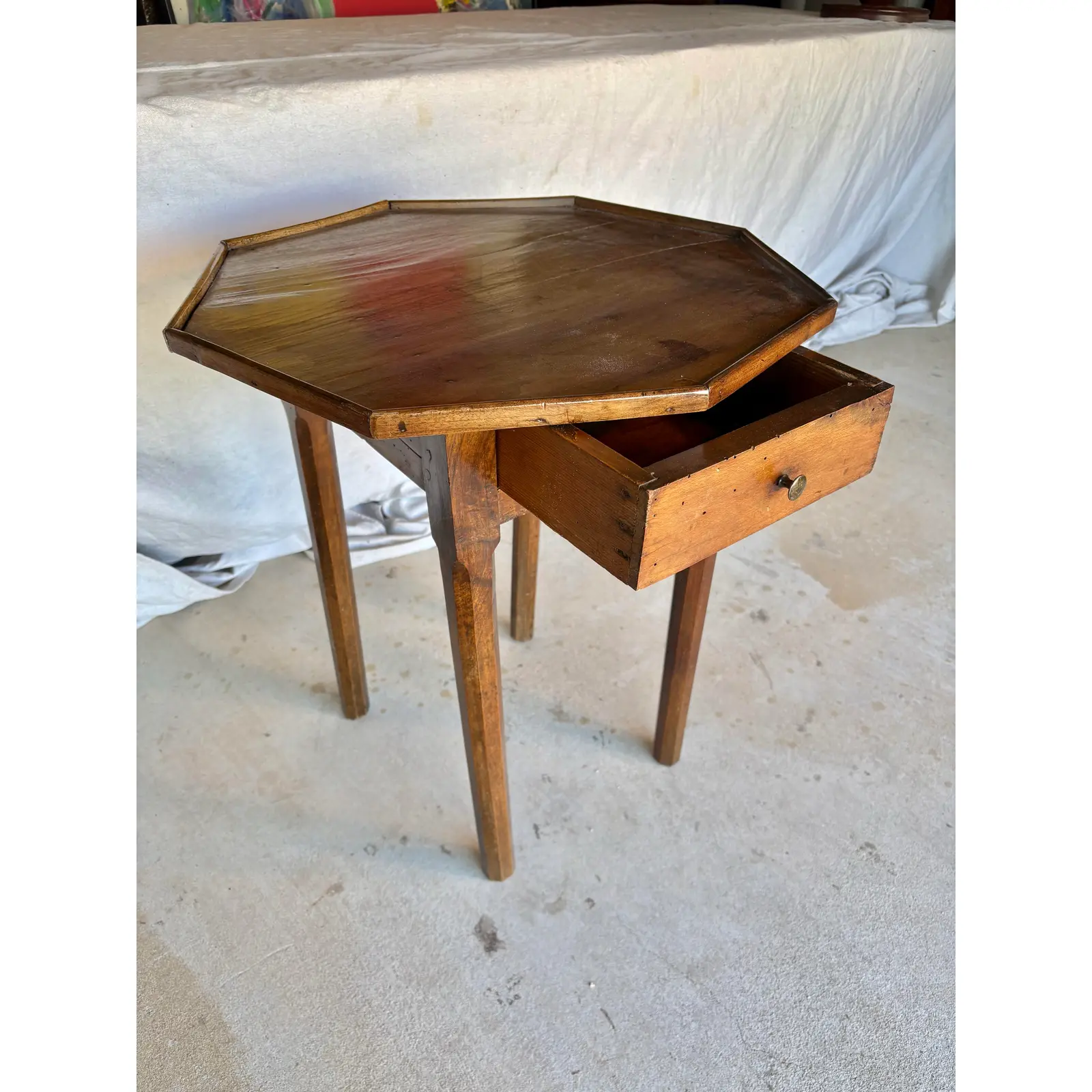 19th Century French Walnut Octagonal Side Table - Image 10