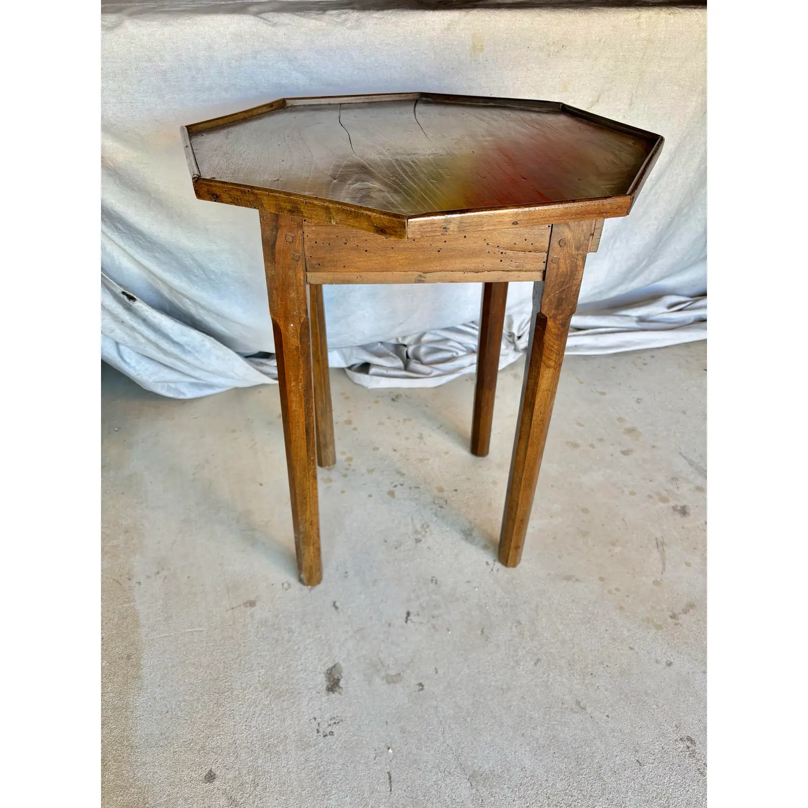 19th Century French Walnut Octagonal Side Table - Image 11