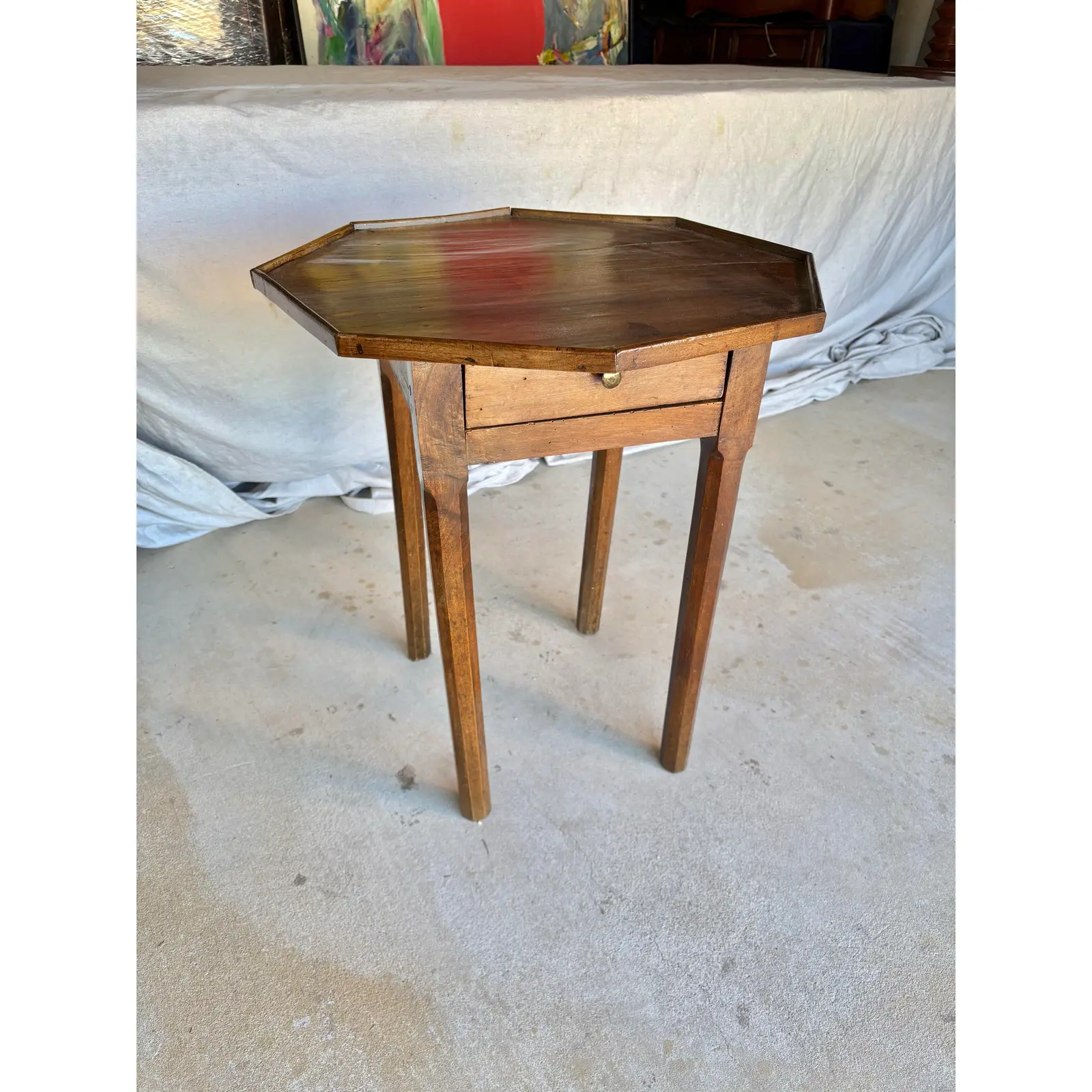 19th Century French Walnut Octagonal Side Table - Image 2