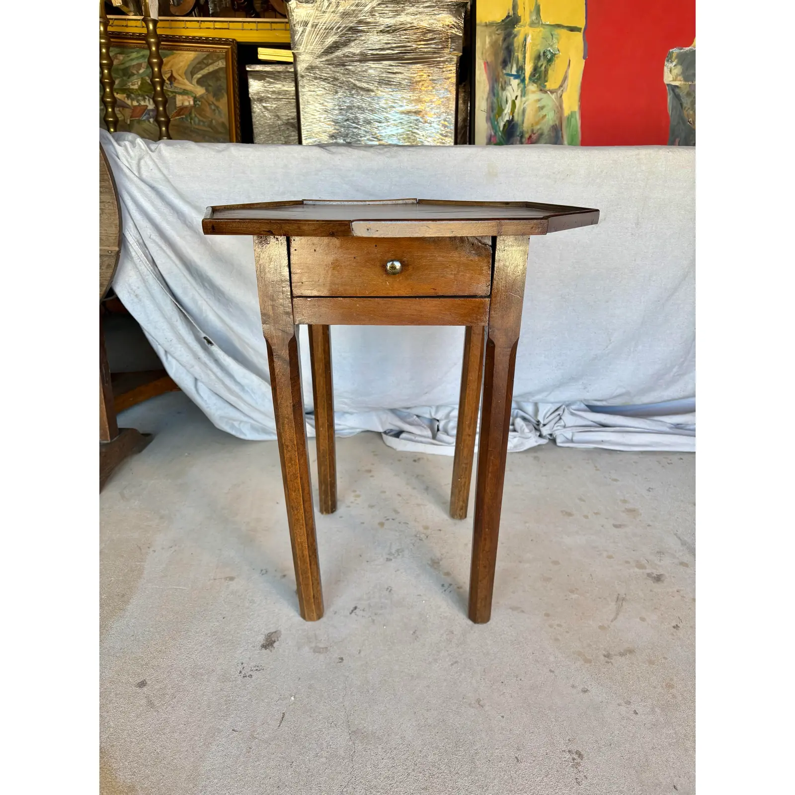 19th Century French Walnut Octagonal Side Table - Image 3