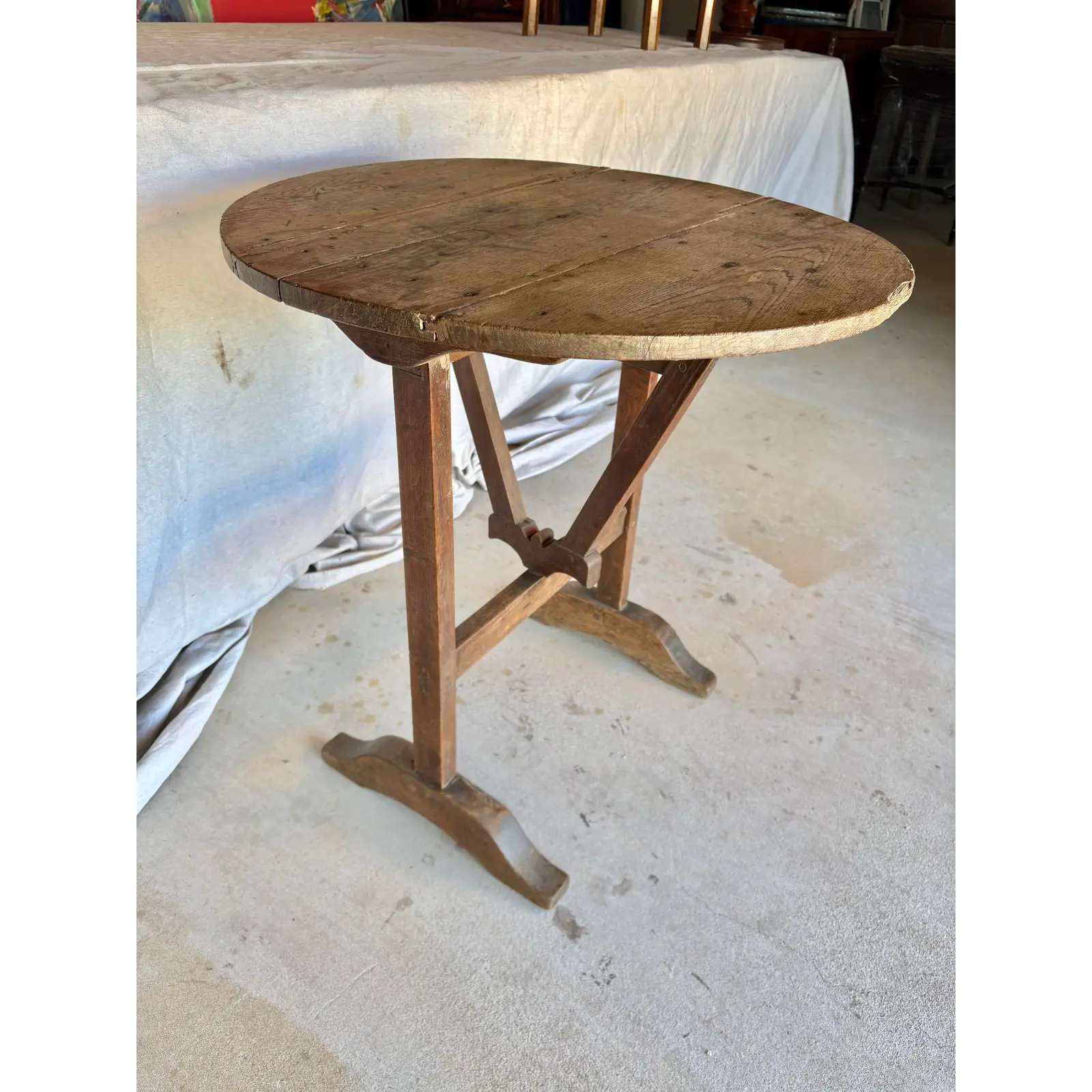 19th Century Petite French Walnut Wine Tasting Table - Image 3