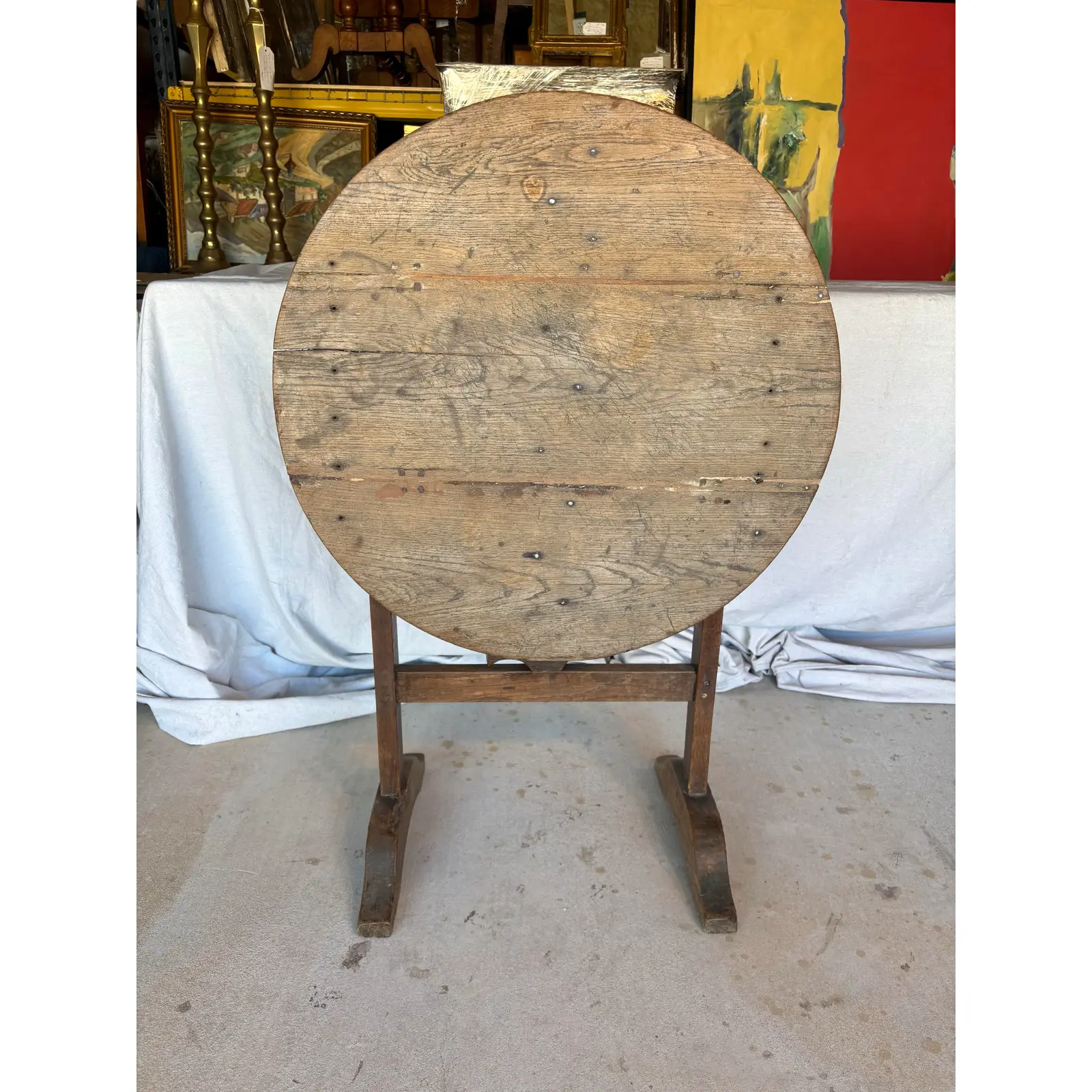 19th Century Petite French Walnut Wine Tasting Table - Image 8