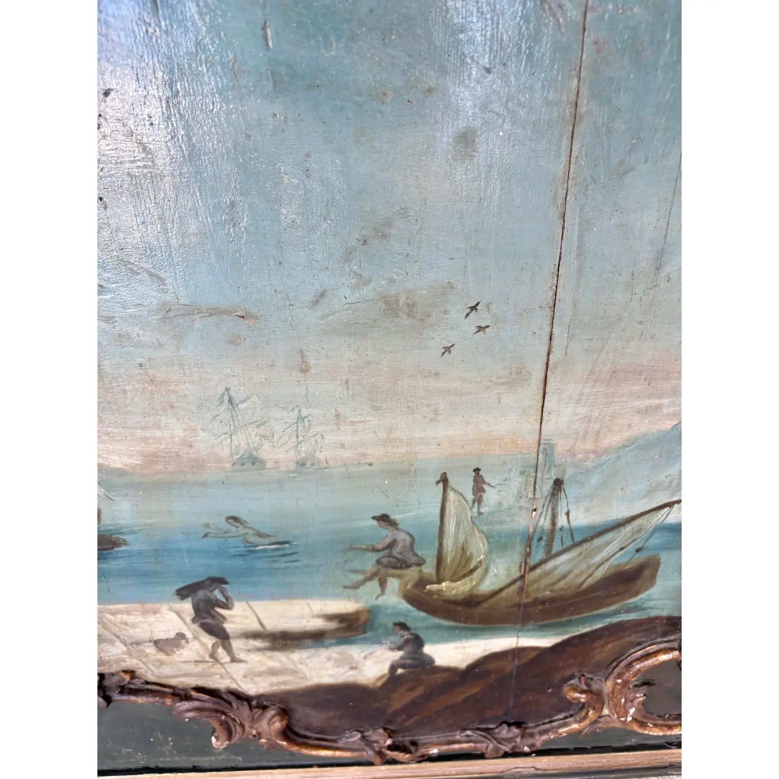 19th Century Italian Seascape Oil on Panel Painting - Image 11