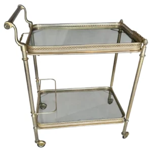 20th Century French Brass and Glass Bar Cart