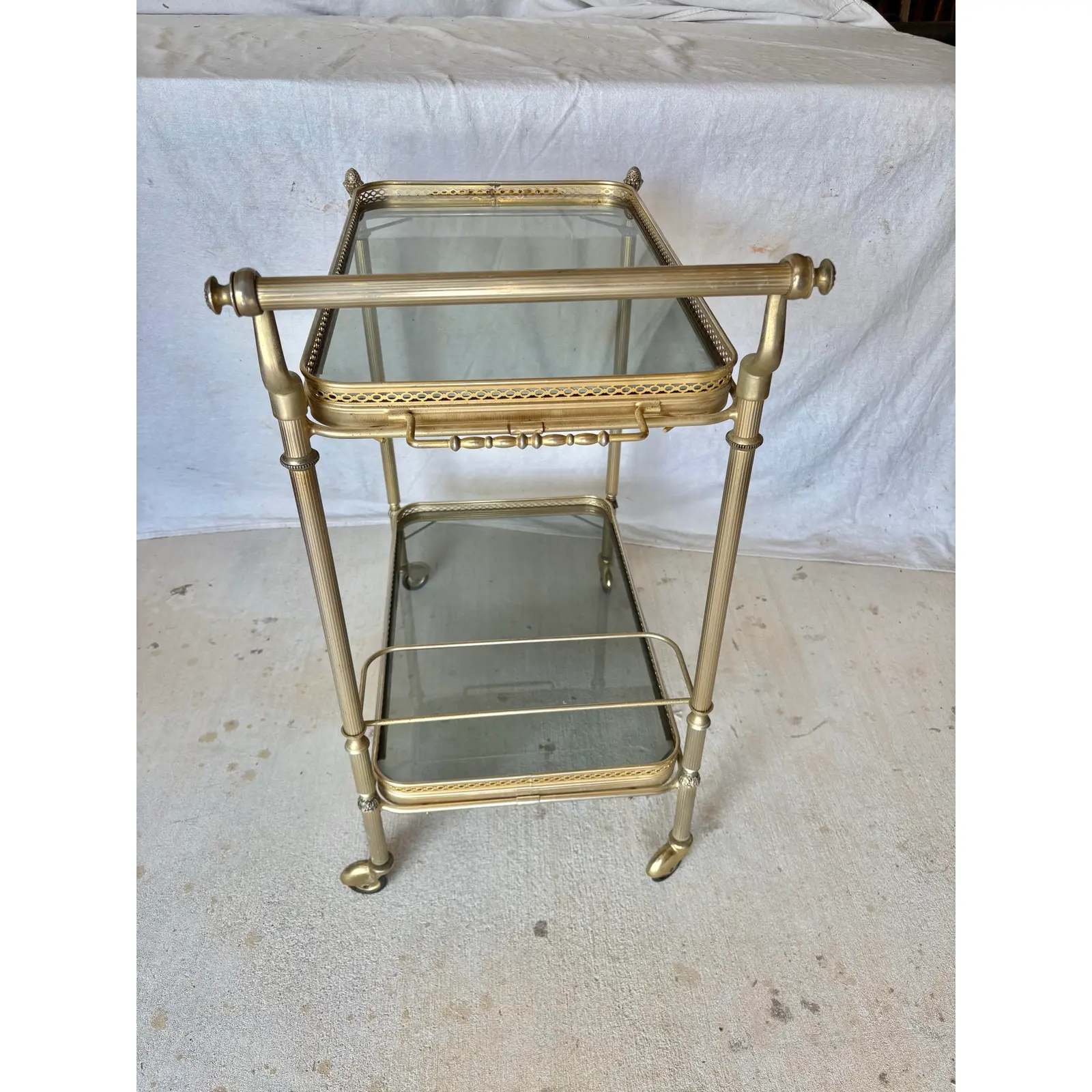 20th Century French Brass and Glass Bar Cart - Image 10