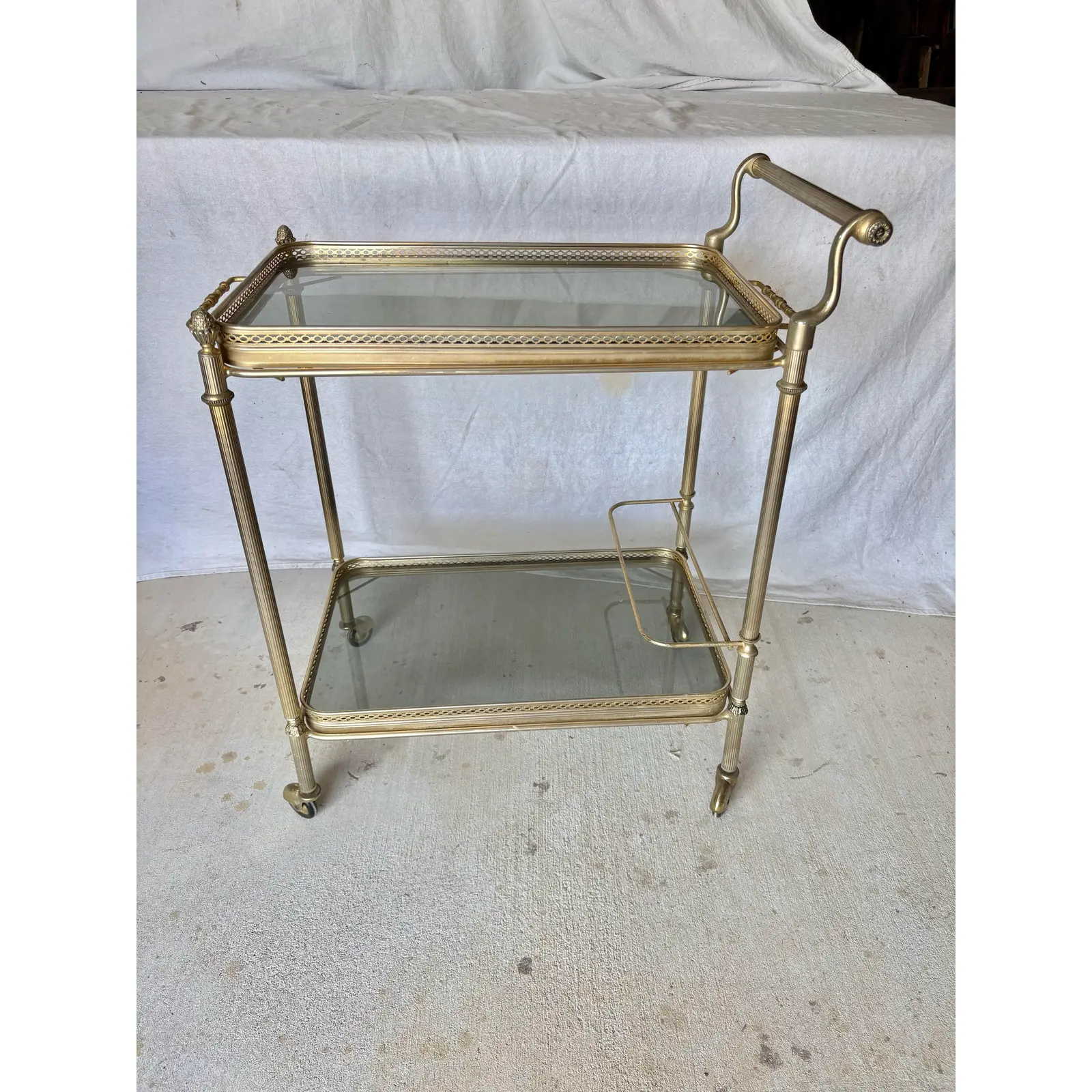 20th Century French Brass and Glass Bar Cart - Image 11