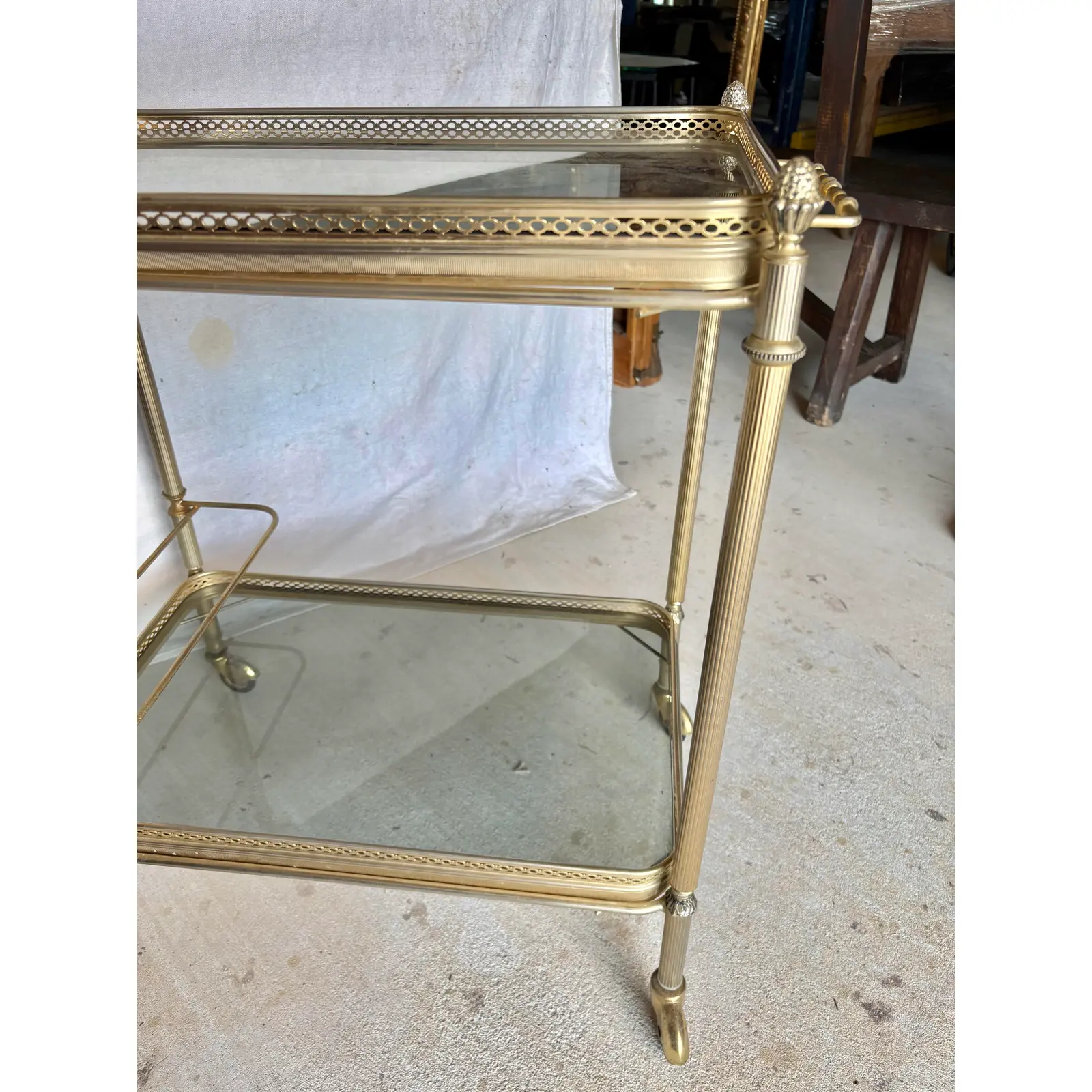 20th Century French Brass and Glass Bar Cart - Image 14