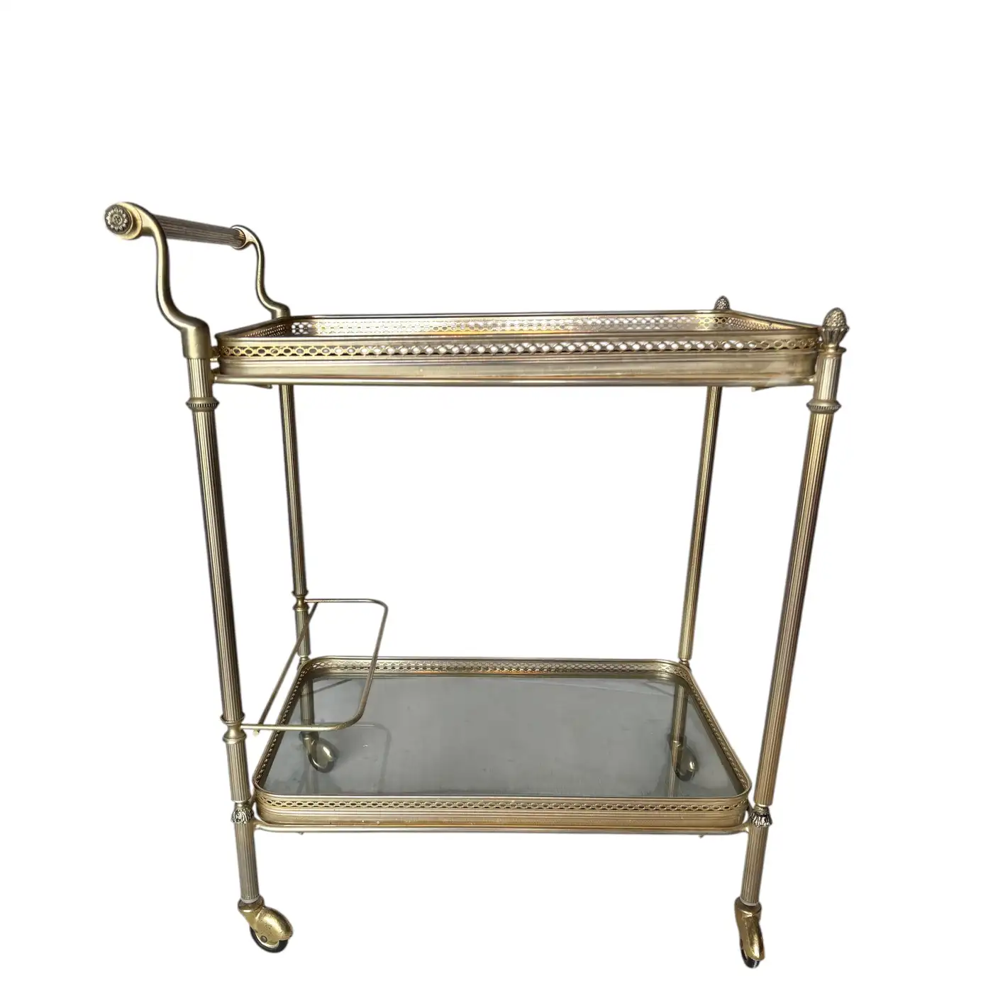 20th Century French Brass and Glass Bar Cart - Image 2