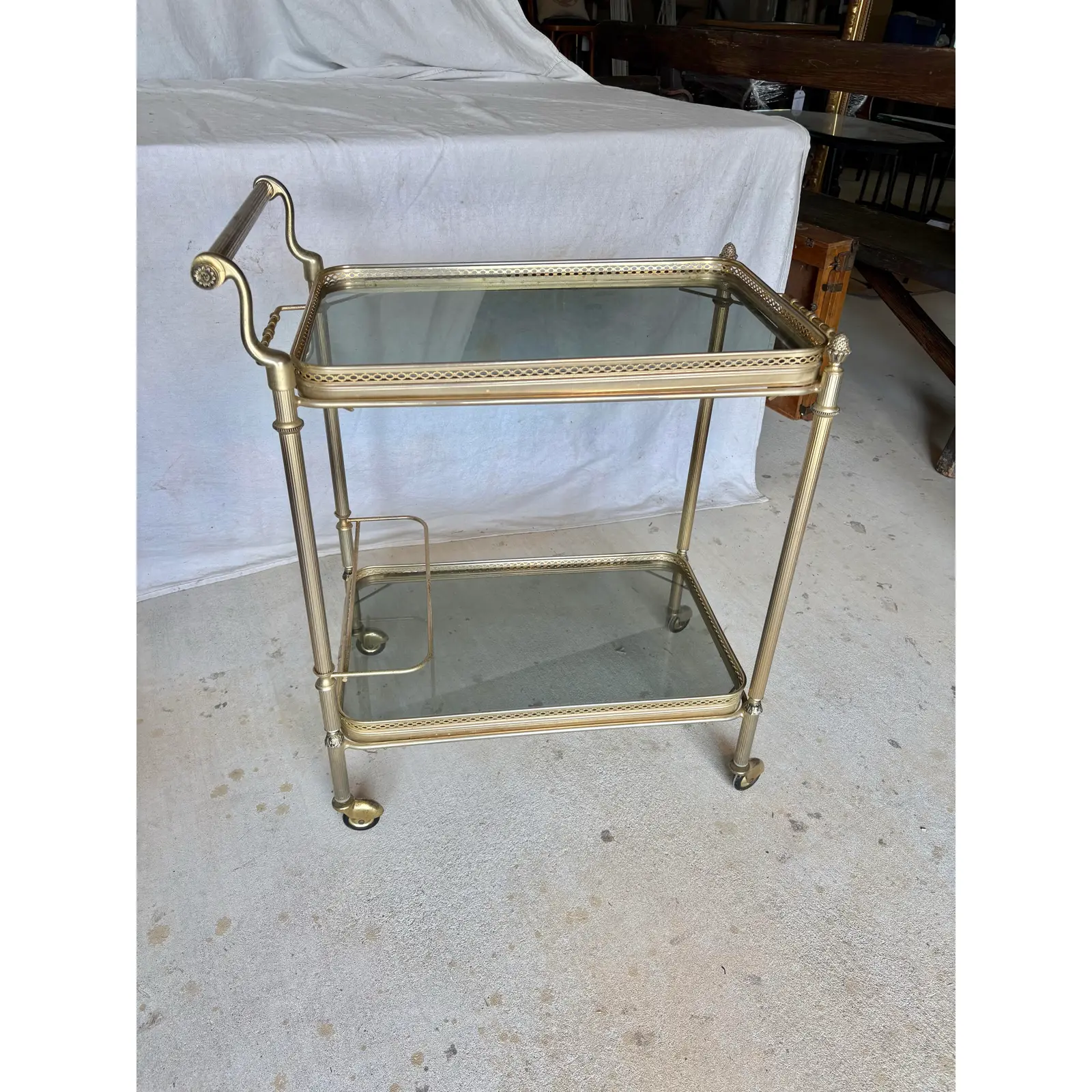 20th Century French Brass and Glass Bar Cart - Image 3