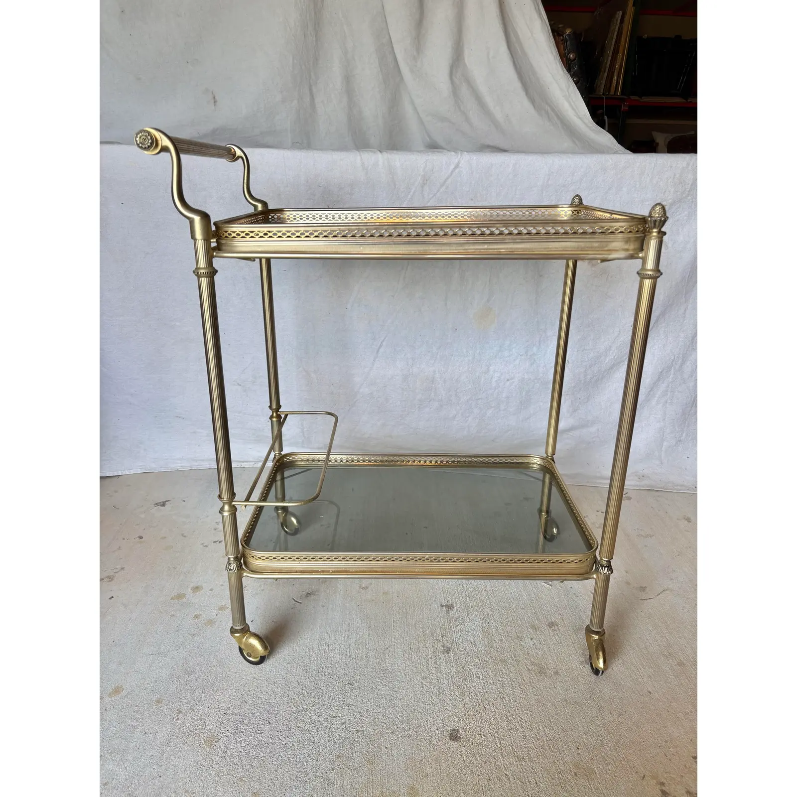 20th Century French Brass and Glass Bar Cart - Image 4