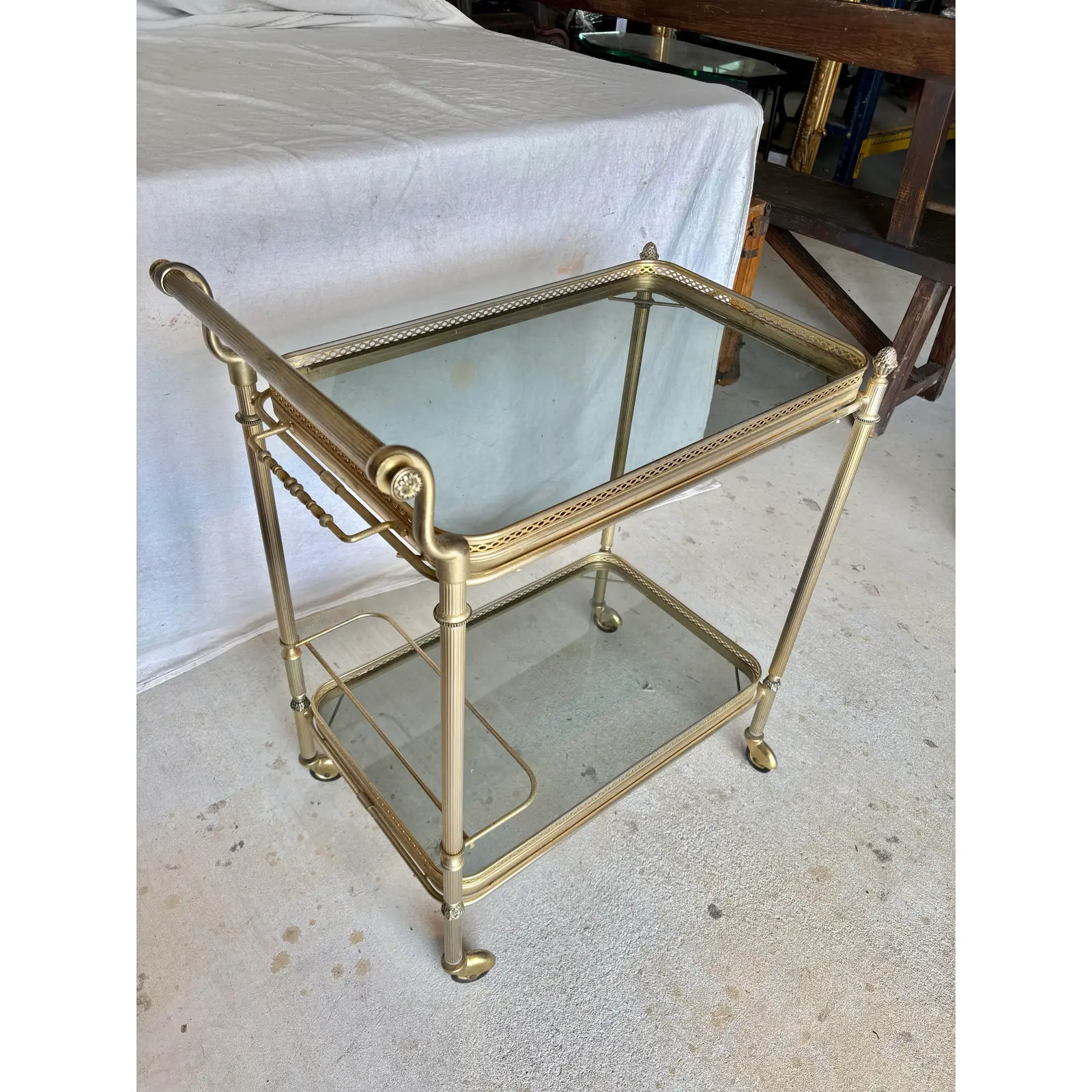 20th Century French Brass and Glass Bar Cart - Image 5