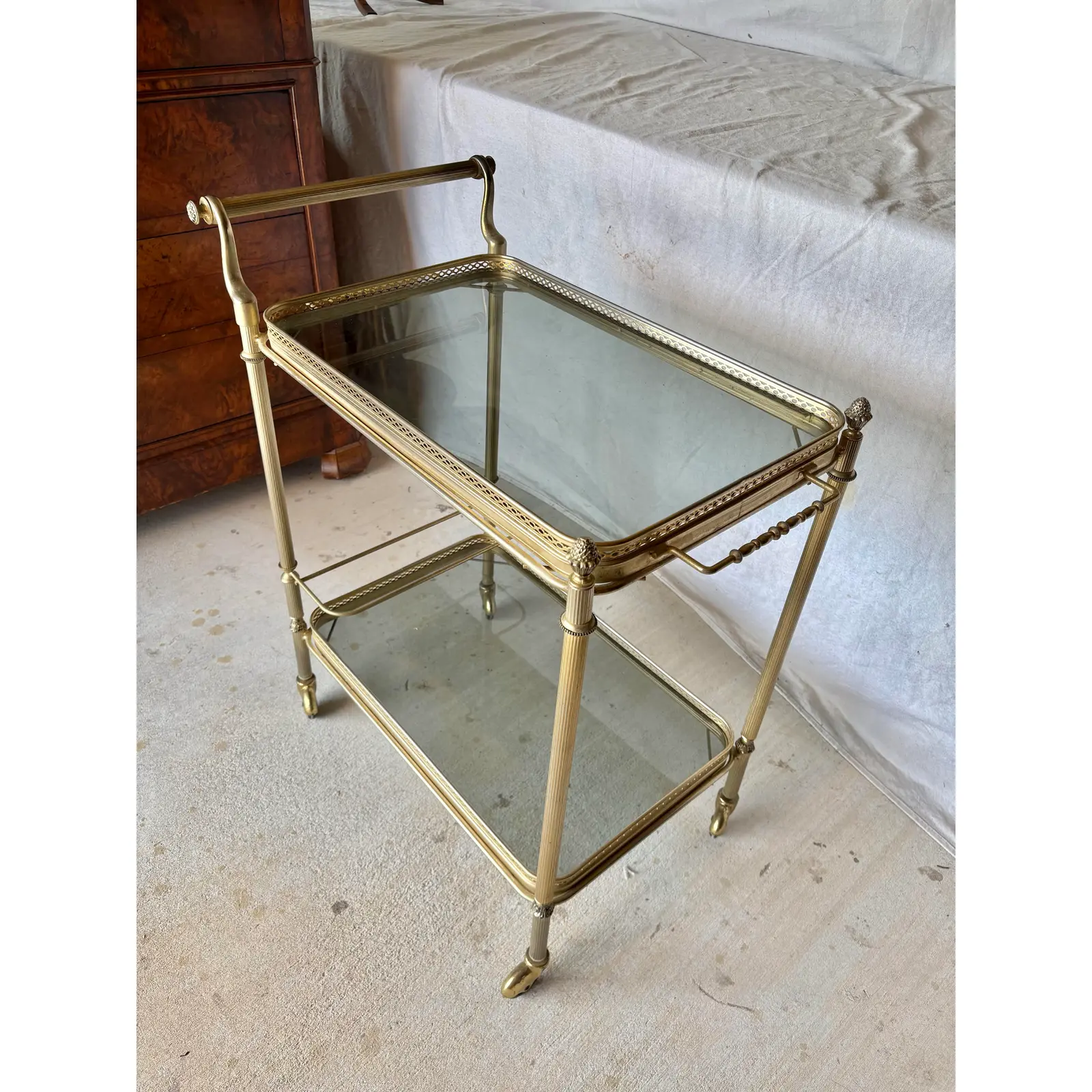 20th Century French Brass and Glass Bar Cart - Image 6