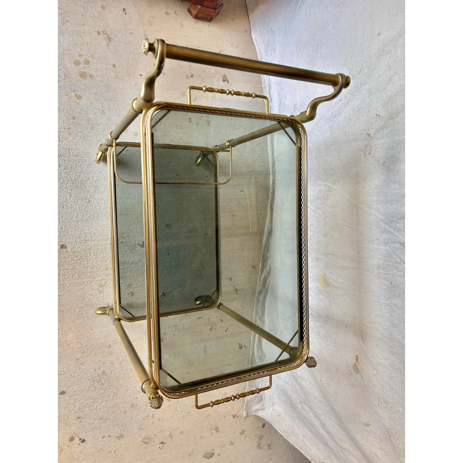 20th Century French Brass and Glass Bar Cart - Image 8