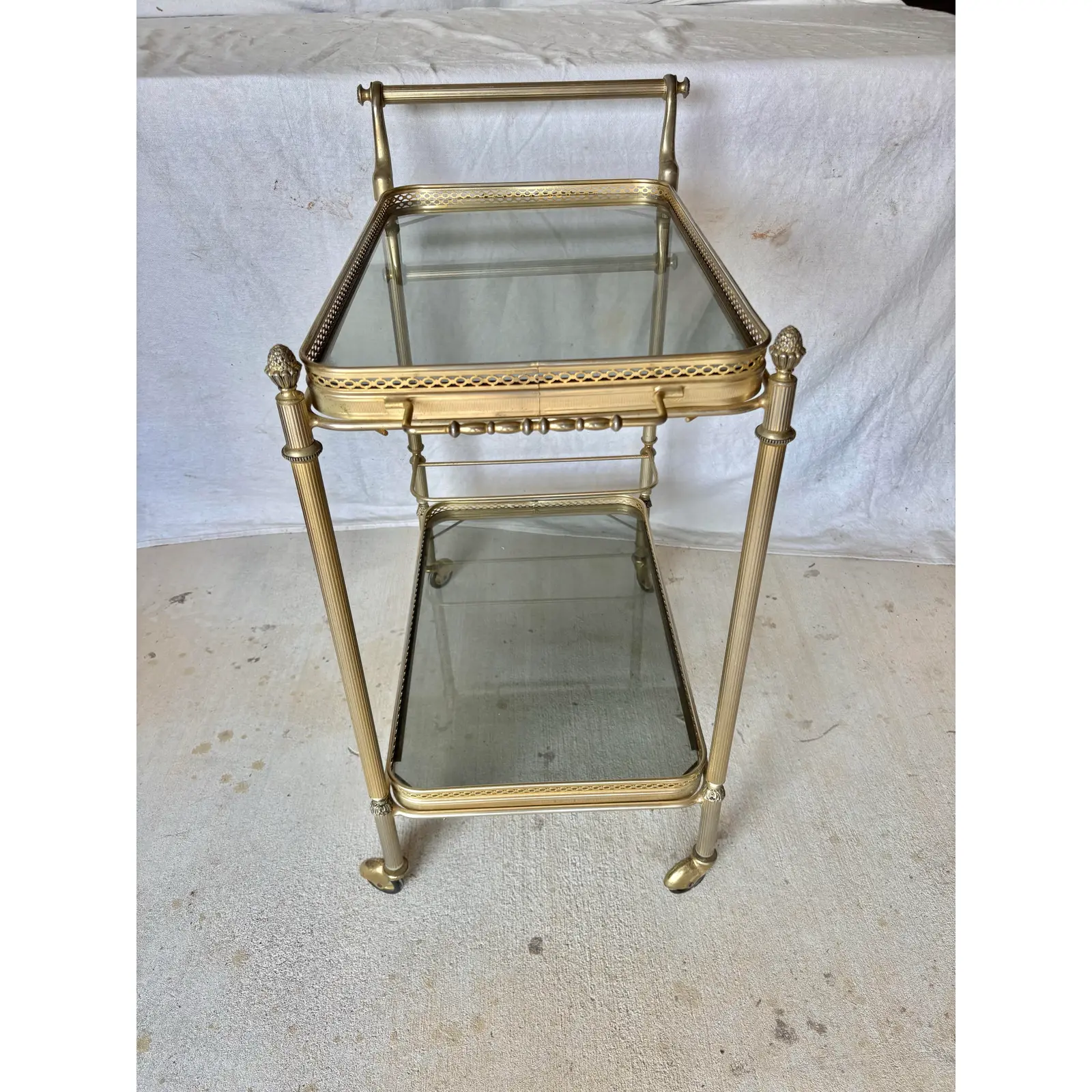 20th Century French Brass and Glass Bar Cart - Image 9